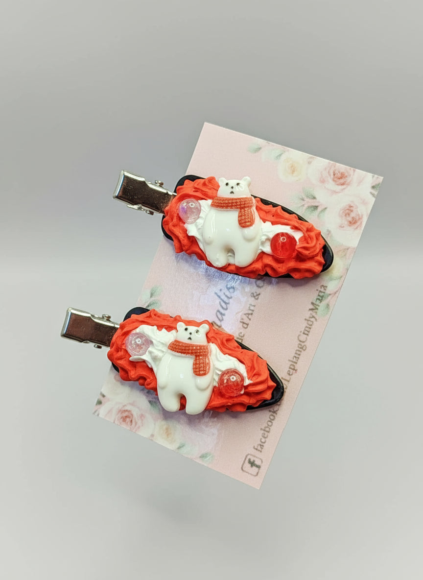 Pinces à cheveux kawaii gourmandes de Noël