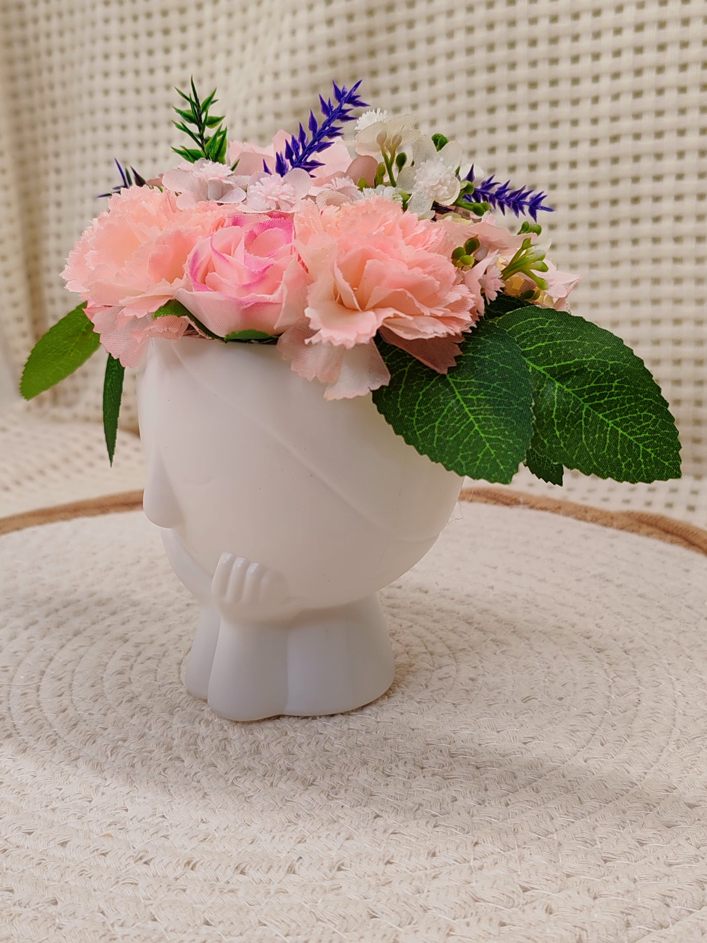 🌸✨ Décoration florale artisanale – Élégance en pot original ✨🌸