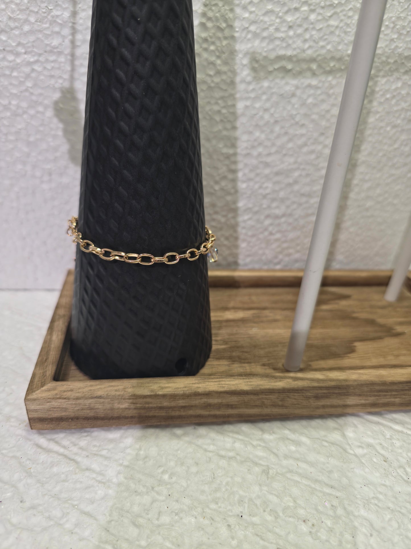 Bracelet Doré Fait Main – Chaîne Fine & Cœur Cristal ✨