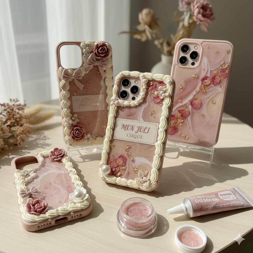 💖C'est ici que vous  créez la coque personnalisée de vos rêves en crème colle ou en résine UV. 💖
