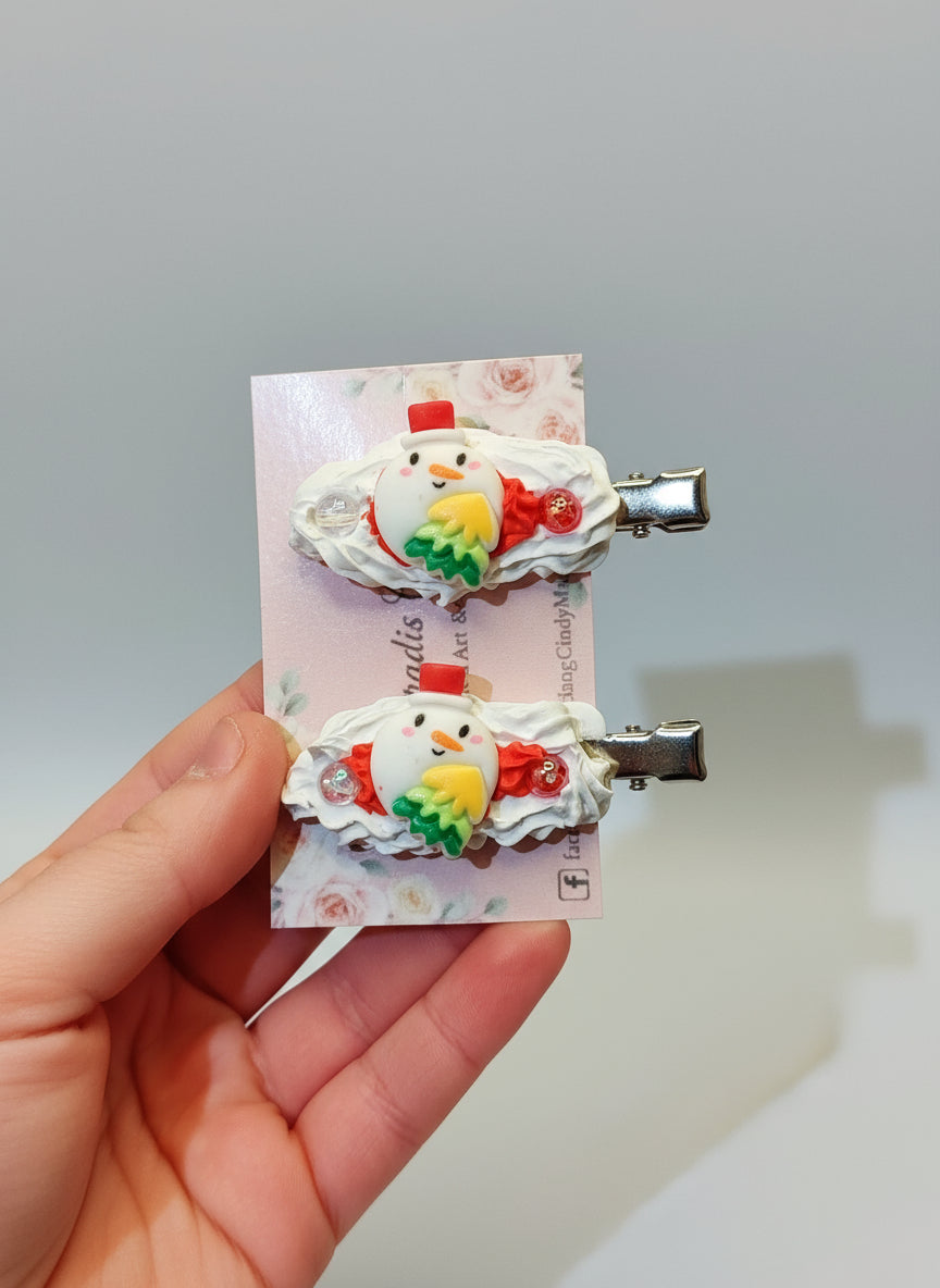 Pinces à cheveux kawaii gourmandes de Noël
