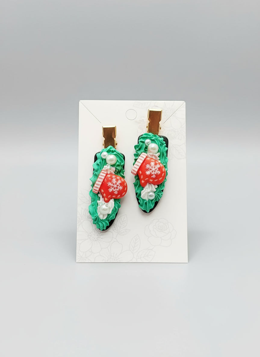 Pinces à cheveux kawaii gourmandes de Noël