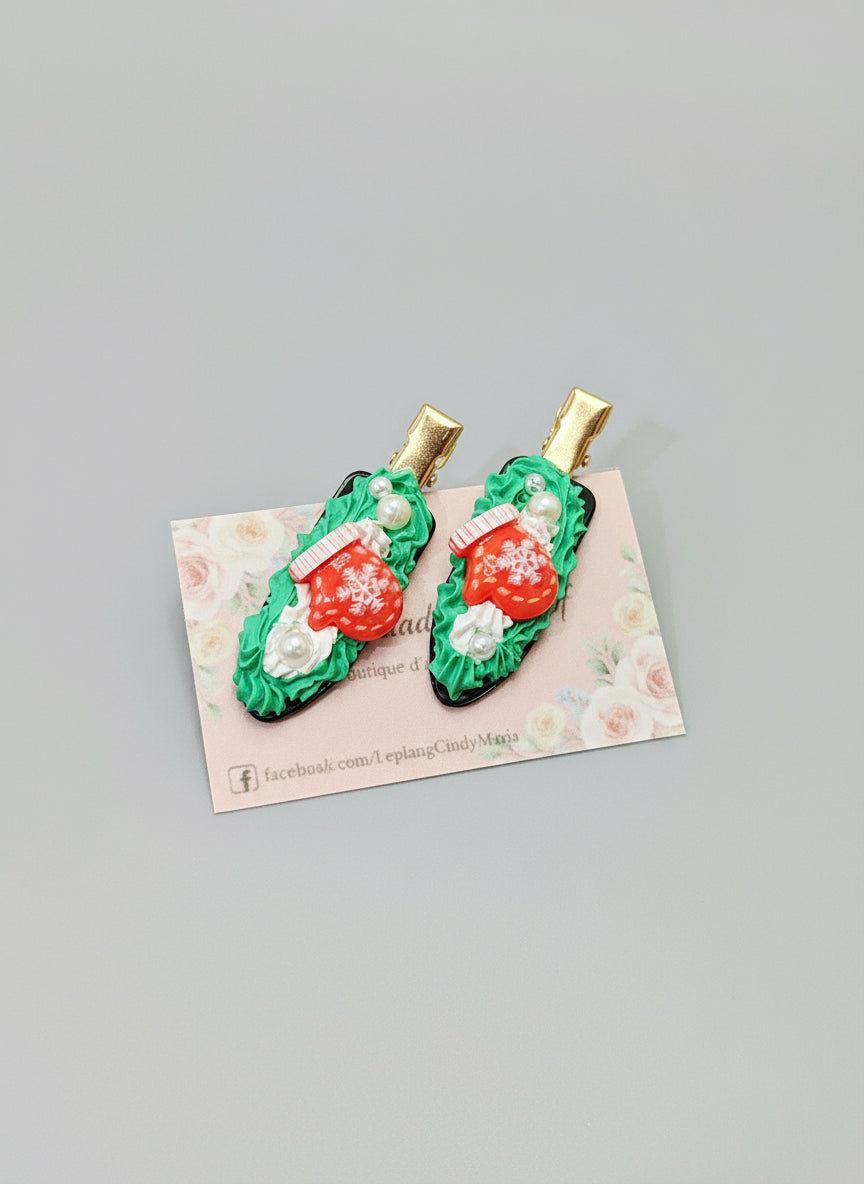 Pinces à cheveux kawaii gourmandes de Noël