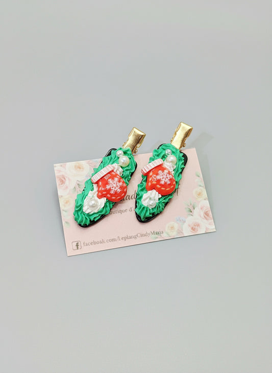 Pinces à cheveux kawaii gourmandes de Noël
