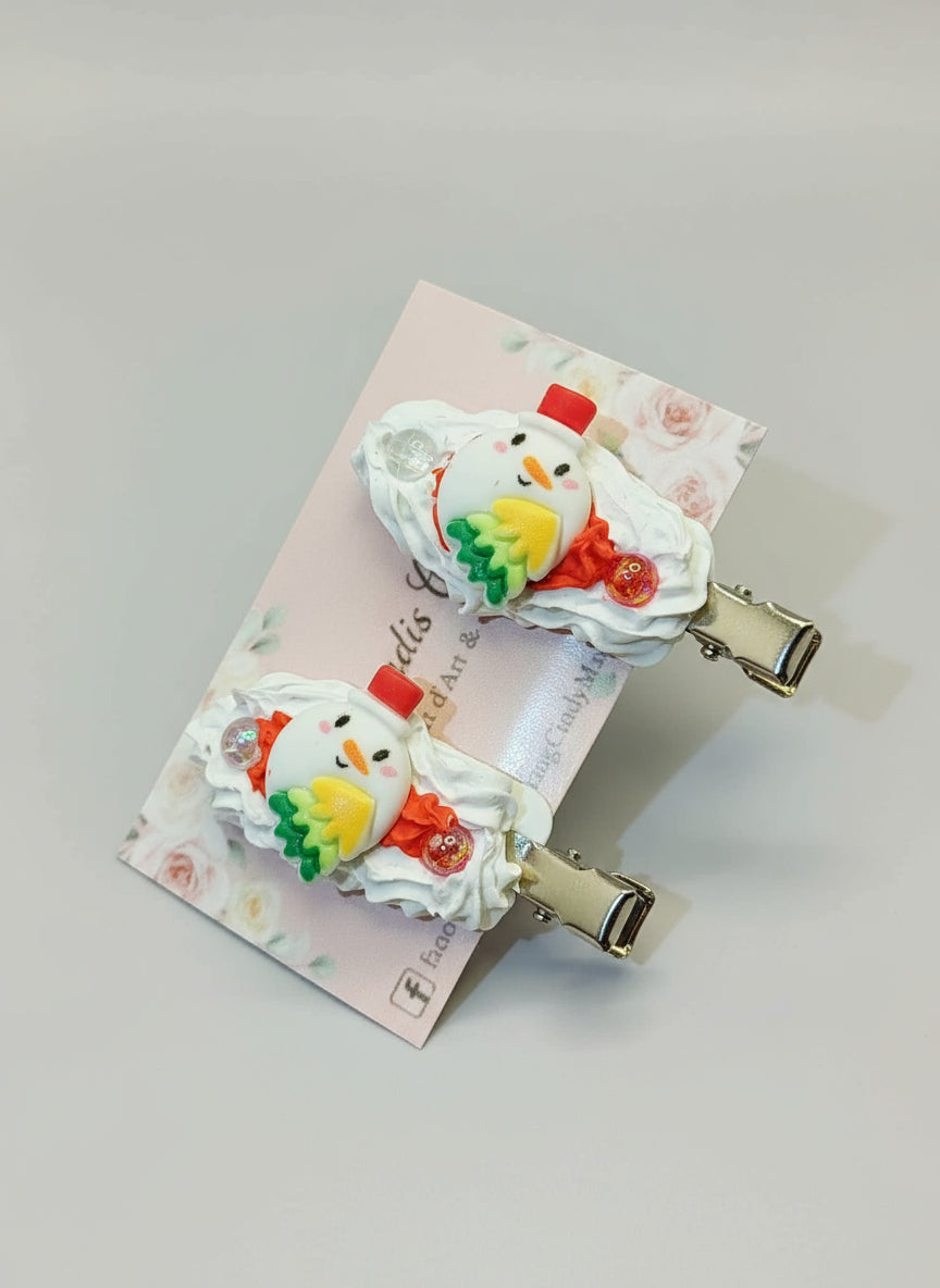 Pinces à cheveux kawaii gourmandes de Noël