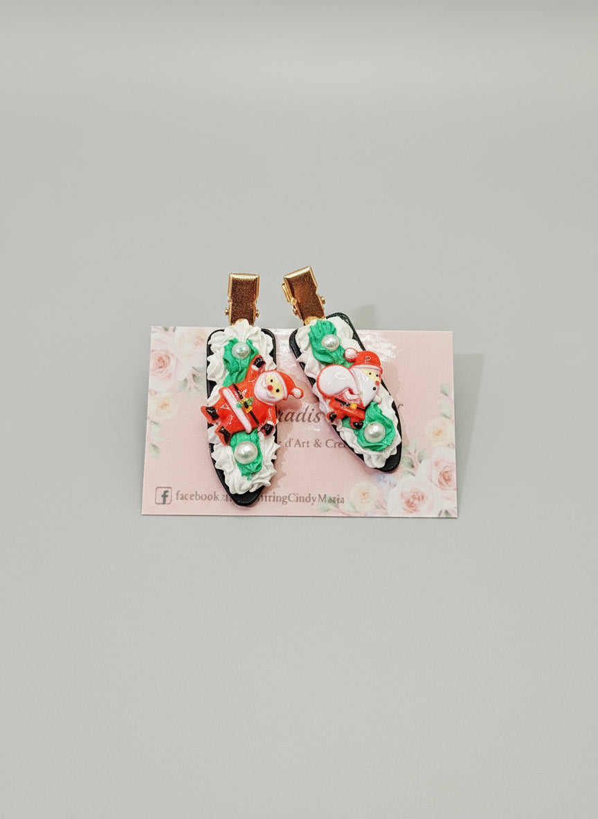 Pinces à cheveux kawaii gourmandes de Noël