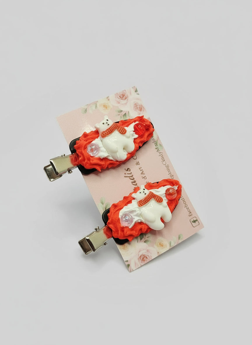 Pinces à cheveux kawaii gourmandes de Noël