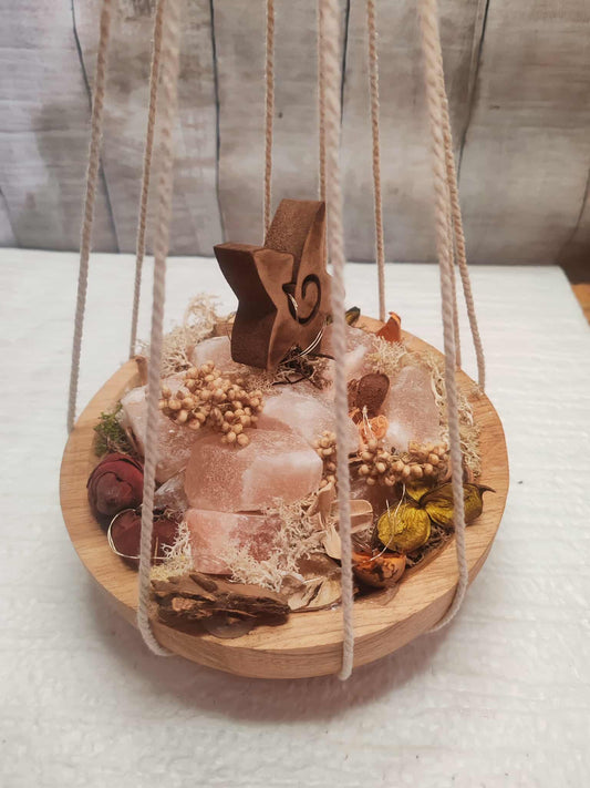 Suspension décorative artisanale avec véritables morceaux de sel rose de l’Himalaya