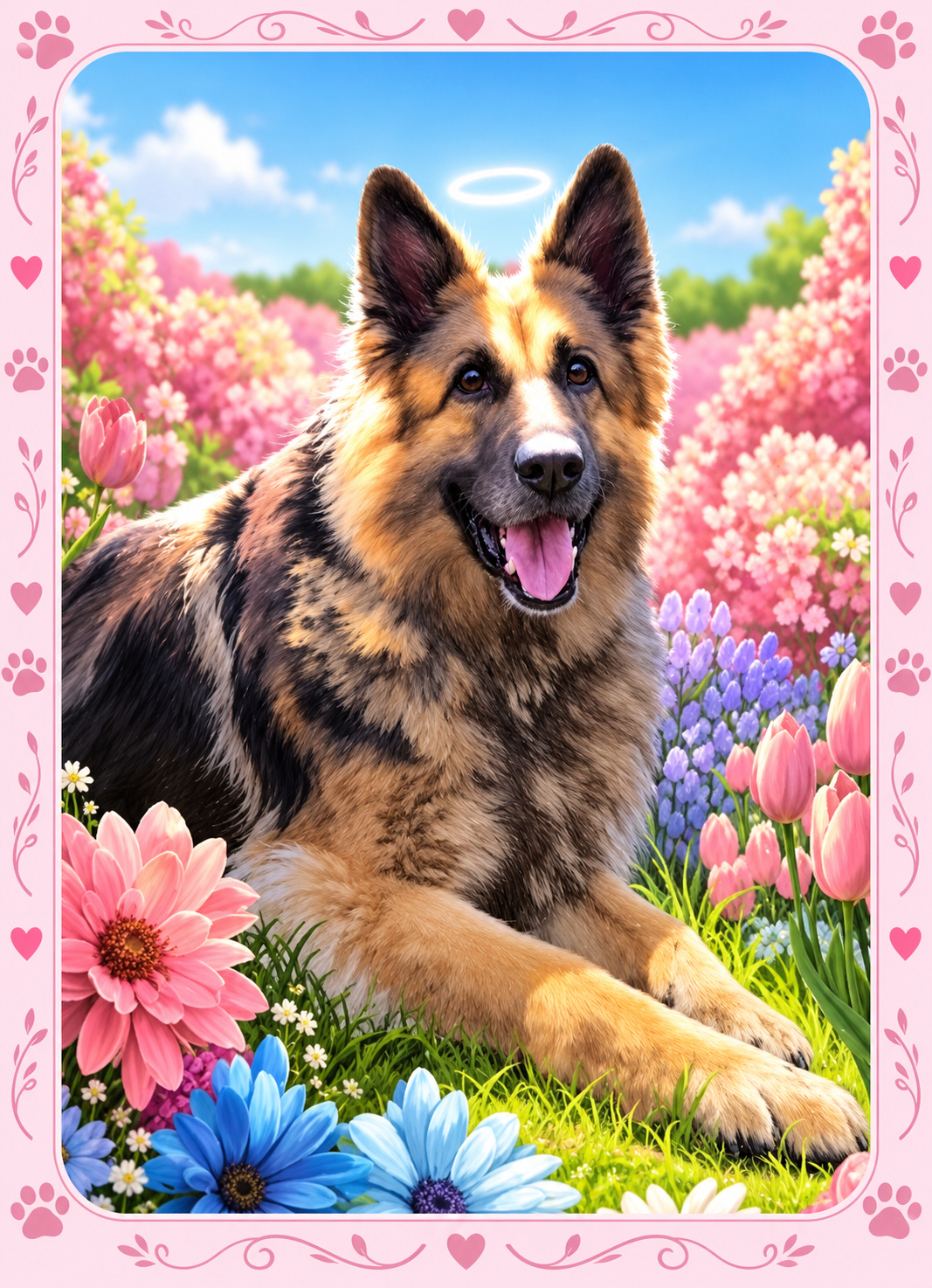 🐾 Diamond Painting – Berger Allemand fleuri 🌸