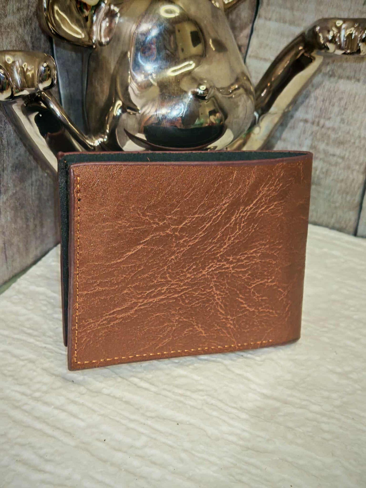 Portefeuille style luxe en similicuir marron – Motif Gucci & Mickey