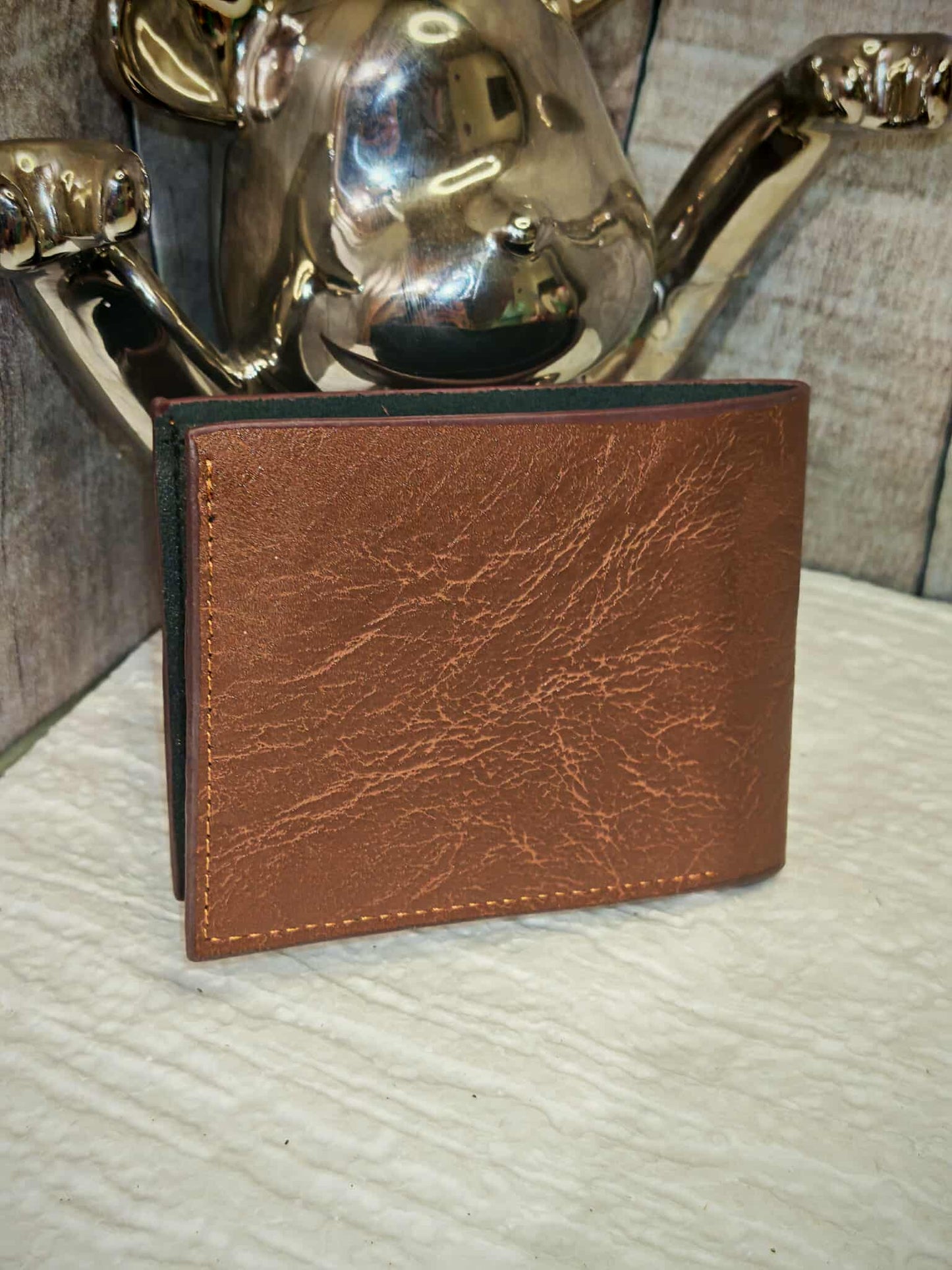 Portefeuille style luxe en similicuir marron – Motif Gucci & Mickey