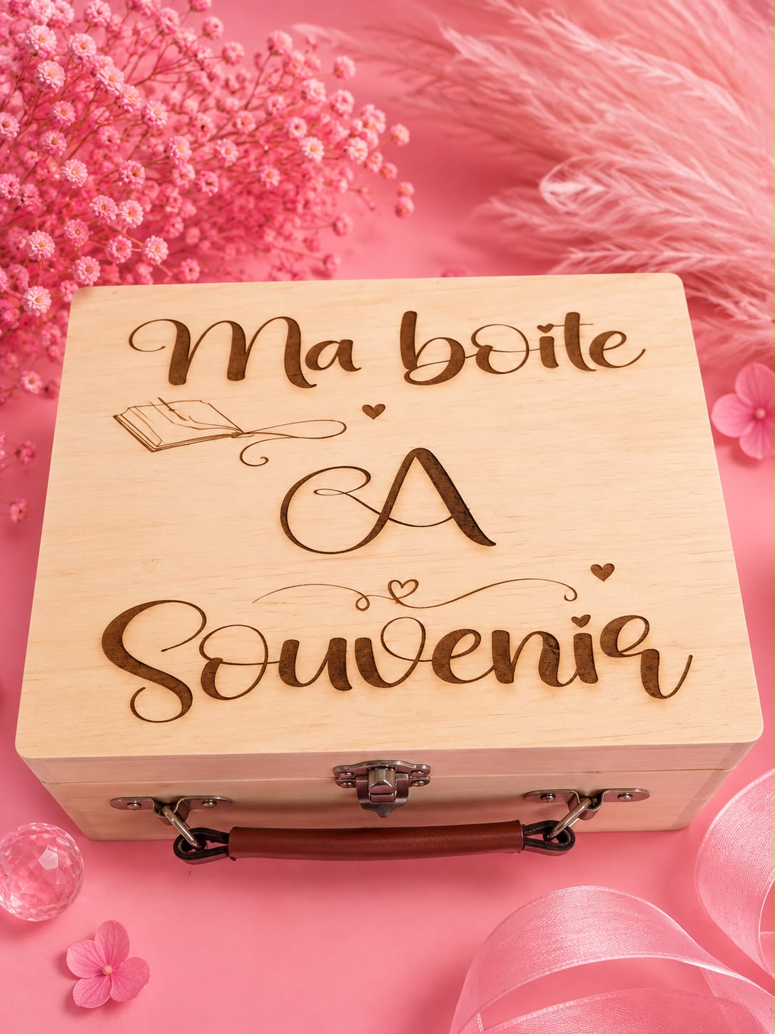 🌸Coffret souvenir en bois gravé – « Ma boîte à souvenirs »🌸