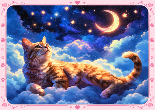 🌙 Diamond Painting – Chat sous les étoiles 🐱✨