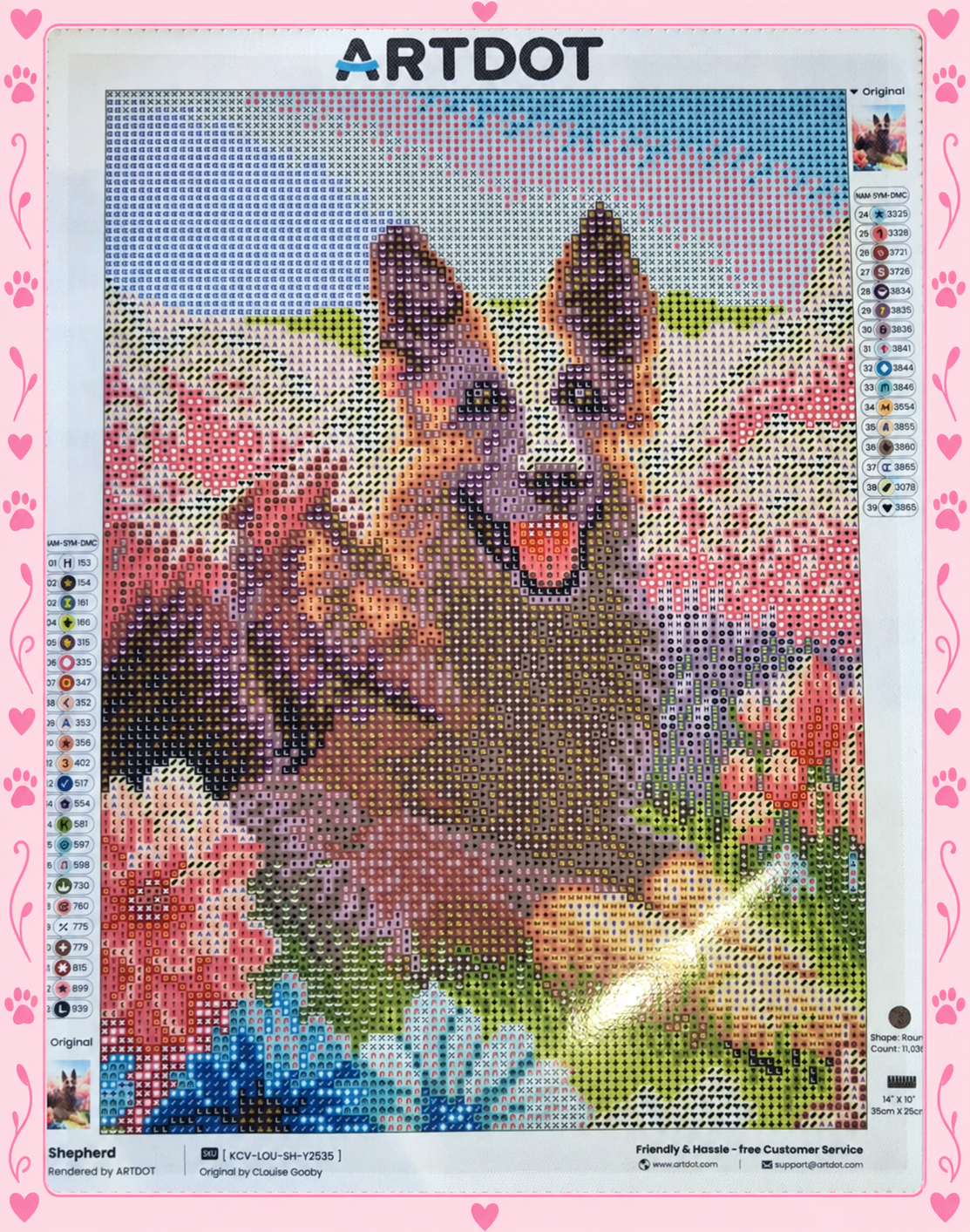 🐾 Diamond Painting – Berger Allemand fleuri 🌸