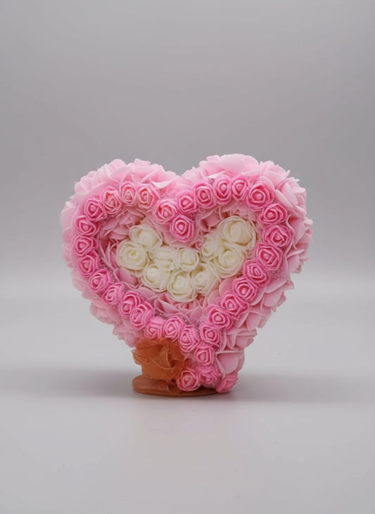 Cœur en rose avec socle